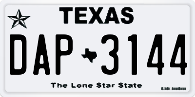 TX license plate DAP3144