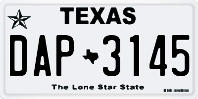 TX license plate DAP3145