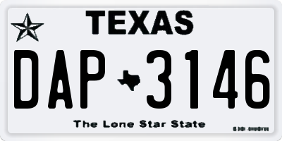 TX license plate DAP3146
