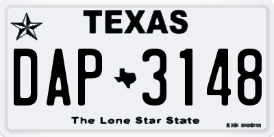 TX license plate DAP3148