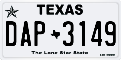 TX license plate DAP3149