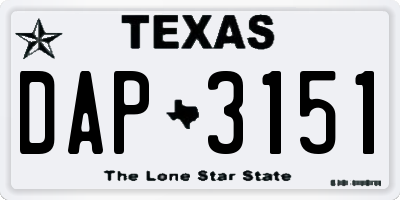 TX license plate DAP3151