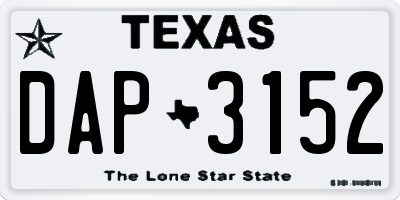 TX license plate DAP3152