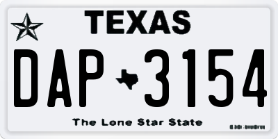 TX license plate DAP3154