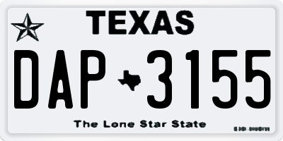 TX license plate DAP3155