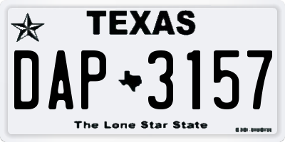 TX license plate DAP3157