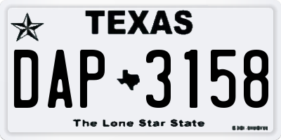 TX license plate DAP3158