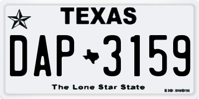 TX license plate DAP3159