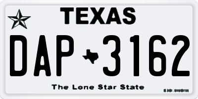 TX license plate DAP3162