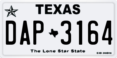 TX license plate DAP3164