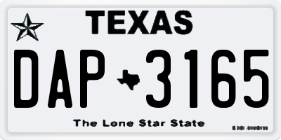 TX license plate DAP3165