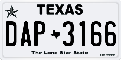 TX license plate DAP3166