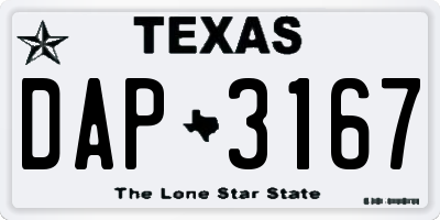 TX license plate DAP3167