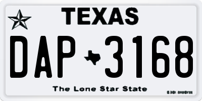 TX license plate DAP3168