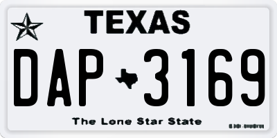 TX license plate DAP3169