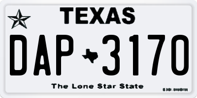 TX license plate DAP3170