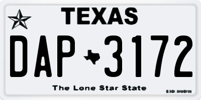TX license plate DAP3172