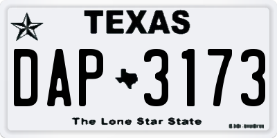 TX license plate DAP3173