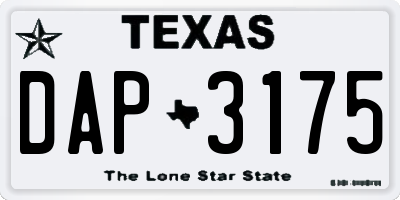 TX license plate DAP3175