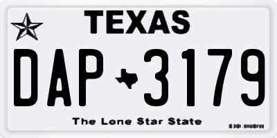 TX license plate DAP3179