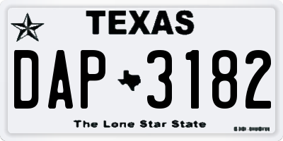 TX license plate DAP3182