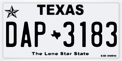 TX license plate DAP3183