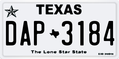 TX license plate DAP3184
