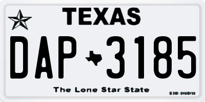 TX license plate DAP3185