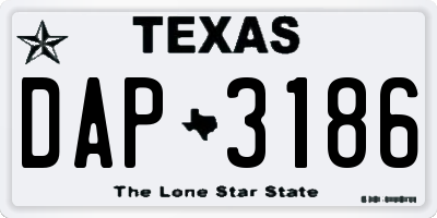 TX license plate DAP3186