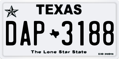 TX license plate DAP3188