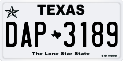 TX license plate DAP3189