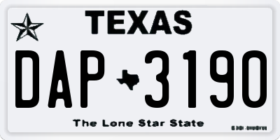 TX license plate DAP3190