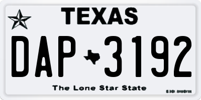 TX license plate DAP3192