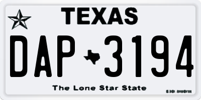 TX license plate DAP3194