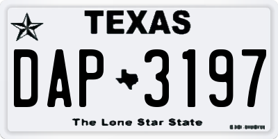 TX license plate DAP3197
