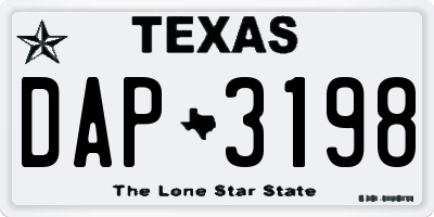 TX license plate DAP3198