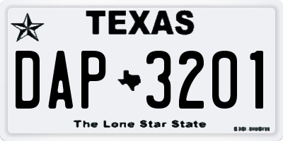 TX license plate DAP3201