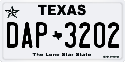 TX license plate DAP3202