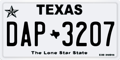TX license plate DAP3207