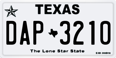 TX license plate DAP3210