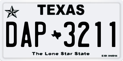 TX license plate DAP3211