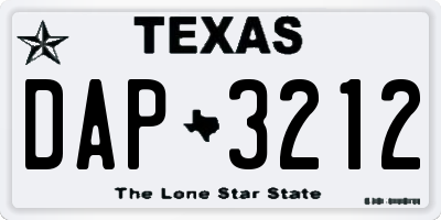 TX license plate DAP3212