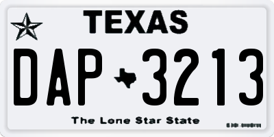 TX license plate DAP3213