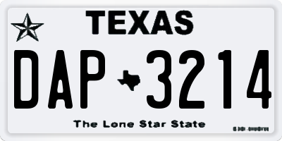 TX license plate DAP3214