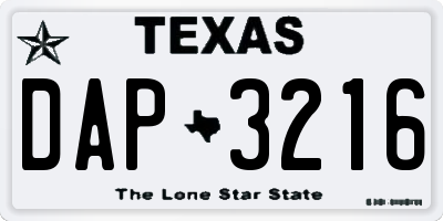 TX license plate DAP3216