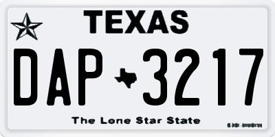 TX license plate DAP3217