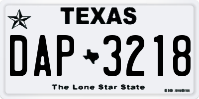 TX license plate DAP3218