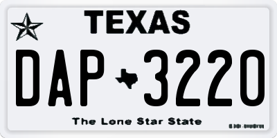 TX license plate DAP3220