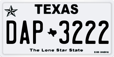 TX license plate DAP3222