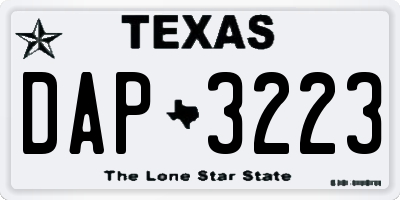 TX license plate DAP3223